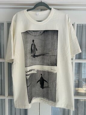 Los Angeles Apparel Cream Tee with Black Penguin Photo Panels